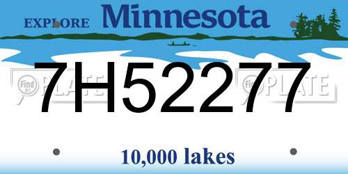 7H52277 Minnesota License Plate