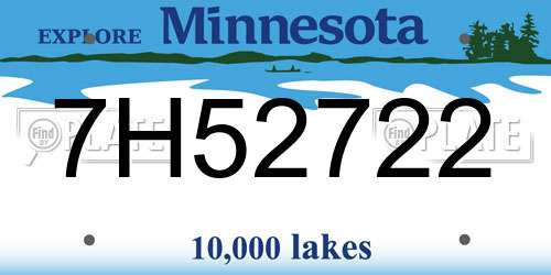7H52722 Minnesota License Plate