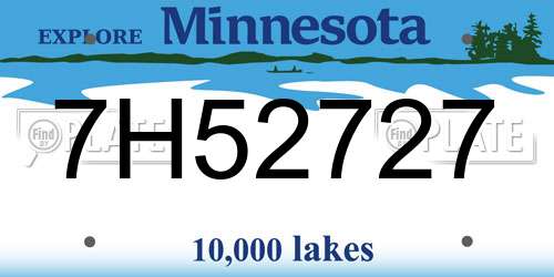 7H52727 Minnesota License Plate