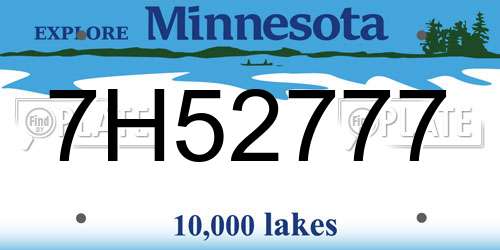 7H52777 Minnesota License Plate