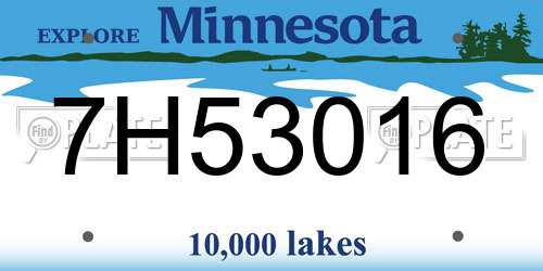 7H53016 Minnesota License Plate