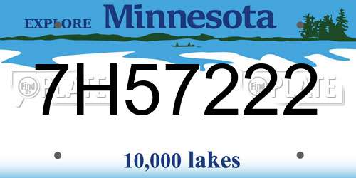 7H57222 Minnesota License Plate