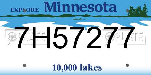 7H57277 Minnesota License Plate