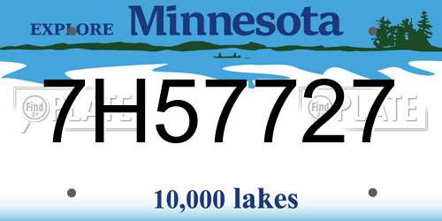 7H57727 Minnesota License Plate