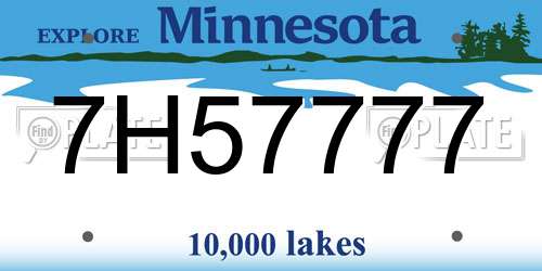 7H57777 Minnesota License Plate