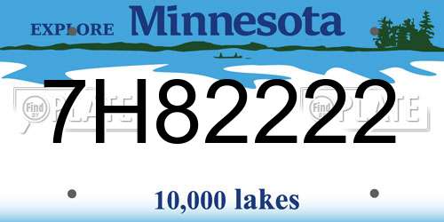 7H82222 Minnesota License Plate