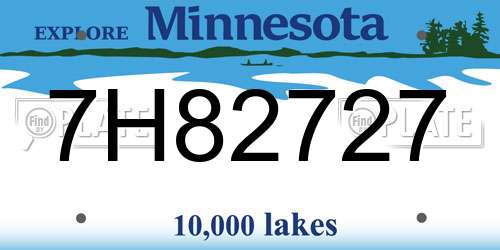 7H82727 Minnesota License Plate