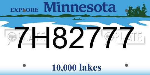 7H82777 Minnesota License Plate