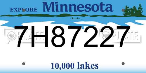 7H87227 Minnesota License Plate