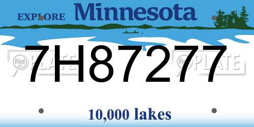 7H87277 Minnesota License Plate