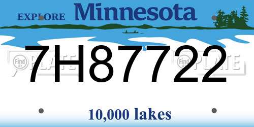 7H87722 Minnesota License Plate