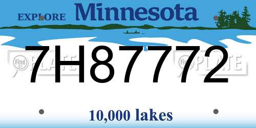 7H87772 Minnesota License Plate