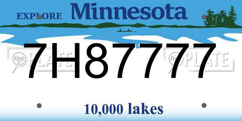 7H87777 Minnesota License Plate