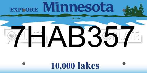 7HAB357 Minnesota License Plate