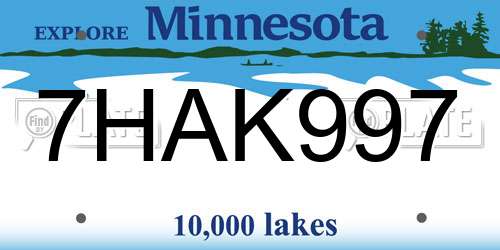 7HAK997 Minnesota License Plate