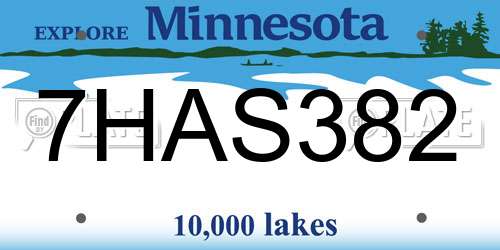 7HAS382 Minnesota License Plate