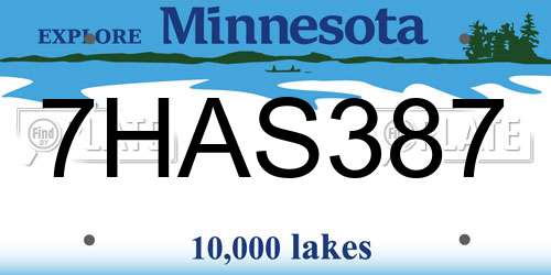 7HAS387 Minnesota License Plate
