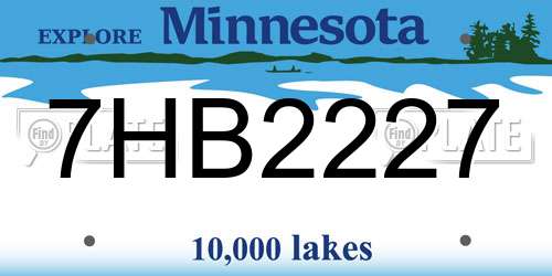 7HB2227 Minnesota License Plate