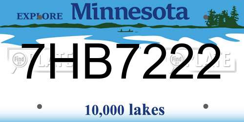 7HB7222 Minnesota License Plate