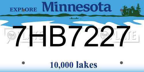 7HB7227 Minnesota License Plate