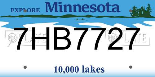 7HB7727 Minnesota License Plate