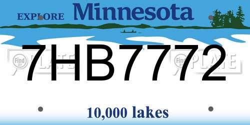 7HB7772 Minnesota License Plate