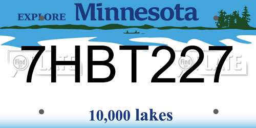 7HBT227 Minnesota License Plate