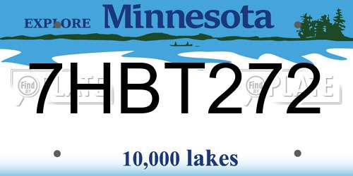 7HBT272 Minnesota License Plate