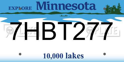 7HBT277 Minnesota License Plate