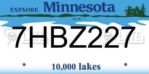 7HBZ227 Minnesota License Plate