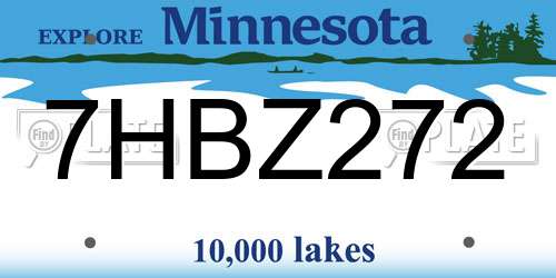 7HBZ272 Minnesota License Plate