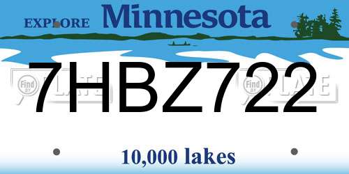 7HBZ722 Minnesota License Plate