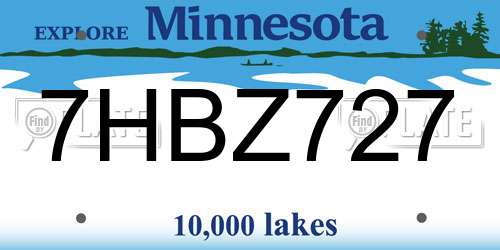 7HBZ727 Minnesota License Plate