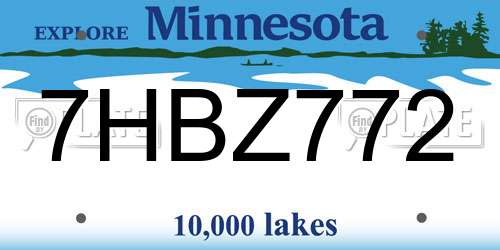 7HBZ772 Minnesota License Plate