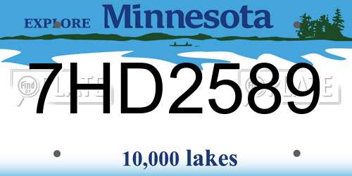 7HD2589 Minnesota License Plate