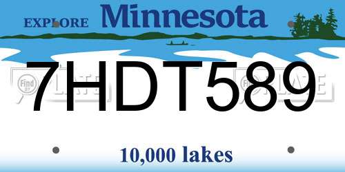 7HDT589 Minnesota License Plate