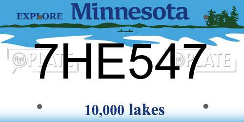 7HE547 Minnesota License Plate