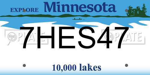 7HES47 Minnesota License Plate