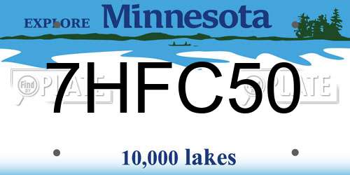7HFC50 Minnesota License Plate