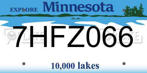 7HFZ066 Minnesota License Plate