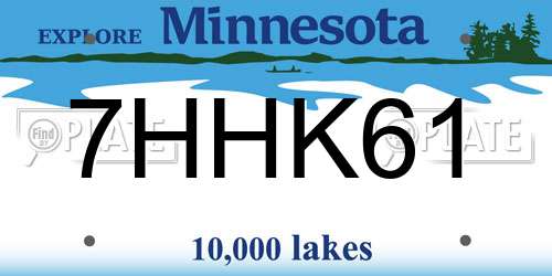 7HHK61 Minnesota License Plate