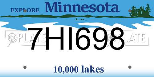 7HI698 Minnesota License Plate