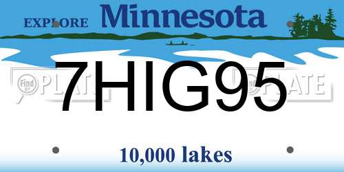 7HIG95 Minnesota License Plate