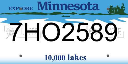 7HO2589 Minnesota License Plate