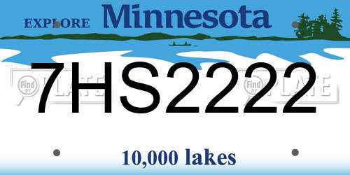 7HS2222 Minnesota License Plate