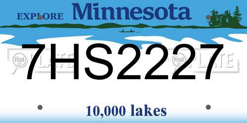 7HS2227 Minnesota License Plate
