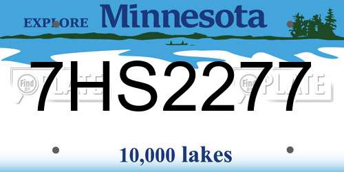 7HS2277 Minnesota License Plate