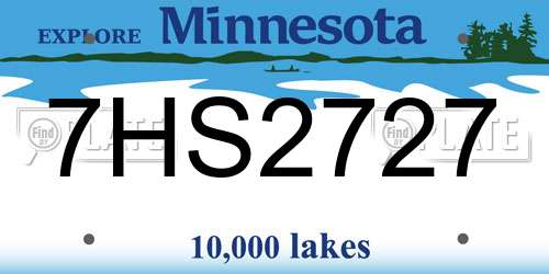 7HS2727 Minnesota License Plate