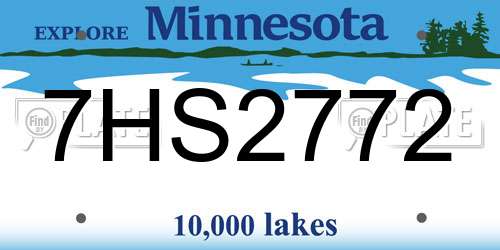 7HS2772 Minnesota License Plate