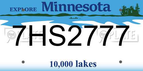 7HS2777 Minnesota License Plate